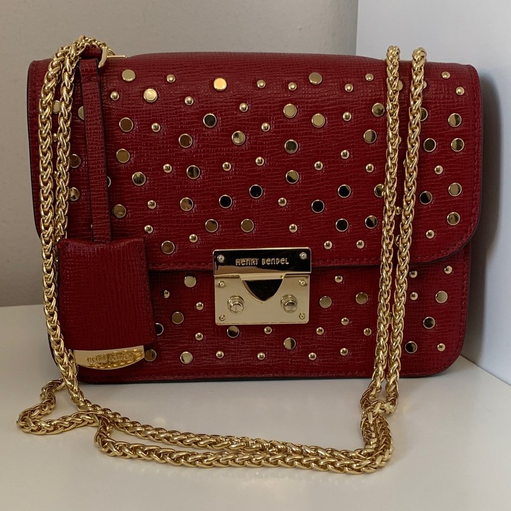 RARE Henri Bendel Waldorf Studded Chain Leather Bag